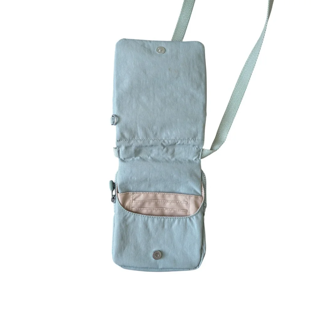 Kipling El Dorado Springtime Sage Mint Nylon Crossbody Bag Flap Zipper Travel